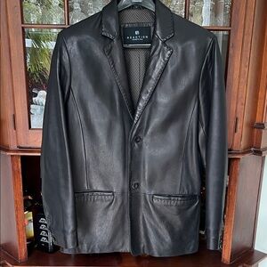 Kenneth Cole Reaction Black Leather Blazer